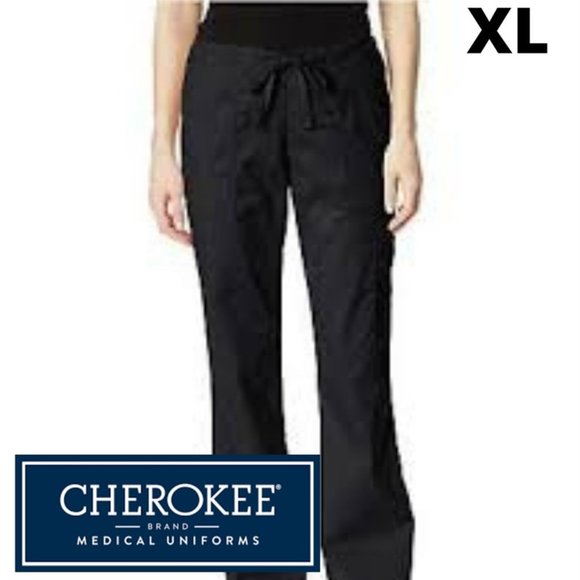 Cherokee scrub pants cargo pants -Drawstring  tie waist casual lounge bottoms - Picture 1 of 1